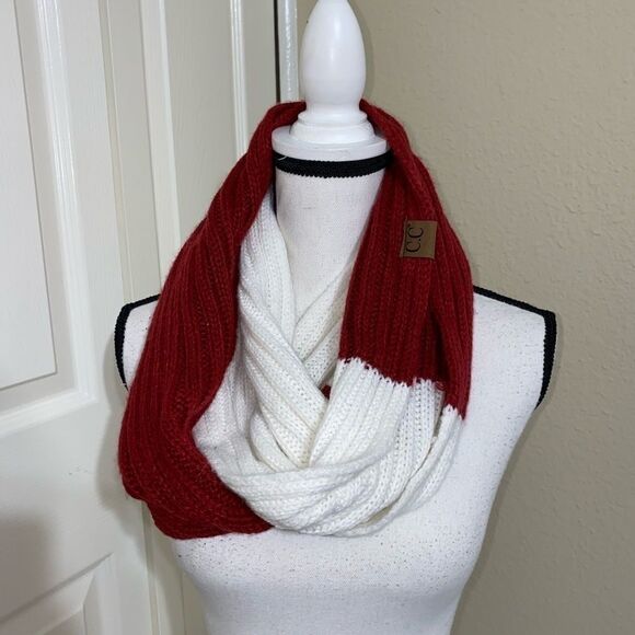 CC Boutique Accessories - CC infinity scarf maroon and white